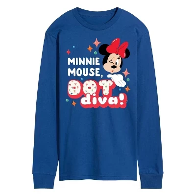 Мужская футболка с рисунком Minnie Dot Diva с длинным рукавом, синяя