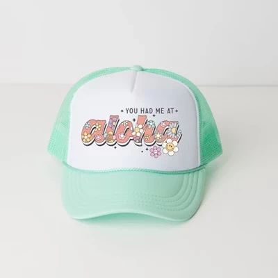 Я был с тобой в Aloha Adult Foam Trucker Hat, белая / морская пена
