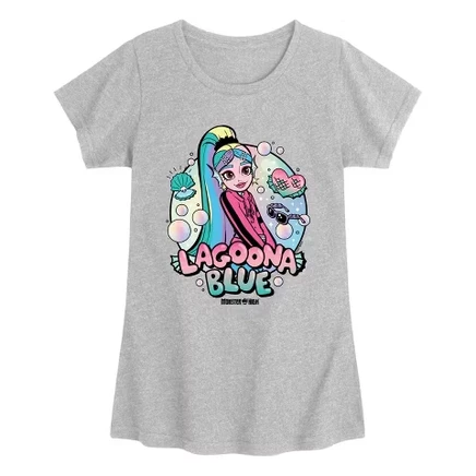 Футболка для девочек Mattel Lagoona Blue с принтом, серый меланж