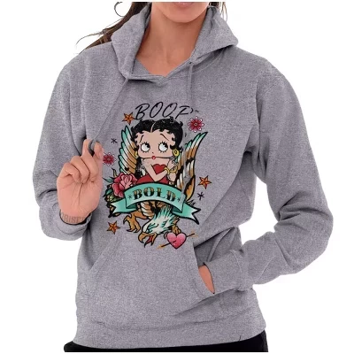 Betty Boop Bold Eagle Rose Tattoo Толстовка с капюшоном Женская лицензионная белая