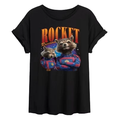 Женская футболка с объемным рисунком Guardians of the Galaxy Rocket Raccoon, черная