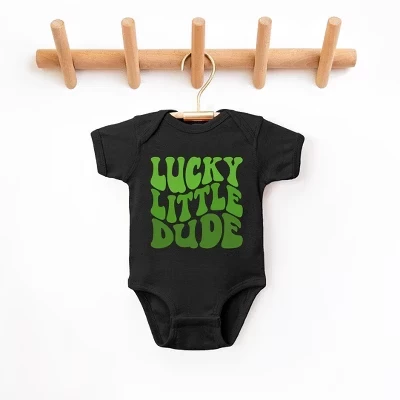 Lucky Little Dude Волнистое детское боди черного цвета