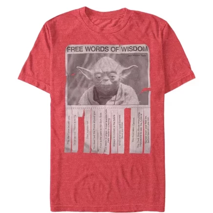 Мужская футболка Star Wars Yoda Wisdom, красный меланж