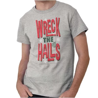 Забавная рождественская футболка с изображением Wreck The Halls для мужчин или женщин