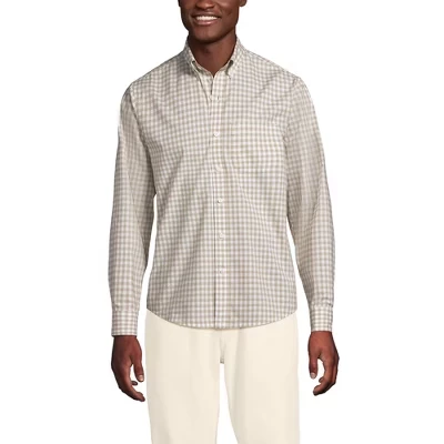 Мужская рубашка Lands End Poplin, песочная клетка