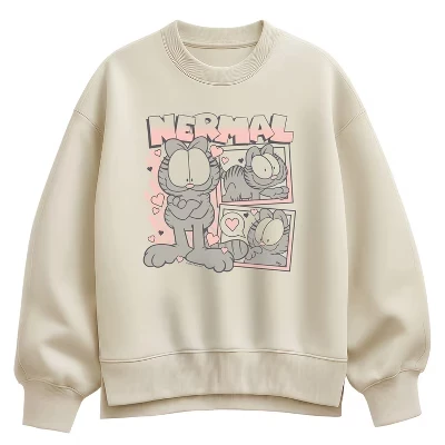 Женская утепленная толстовка-ботфорт из флиса оверсайз Crew Sweatshirt кремового цвета