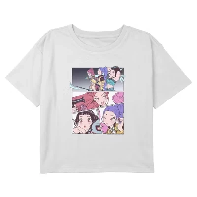 Укороченная футболка с панелями из Манхвы для девочек Huntrix Idols белого цвета