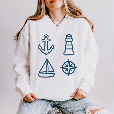 Лодочный компас Anchor Lighthouse - женская легкая одежда, окрашенная в белый цвет.