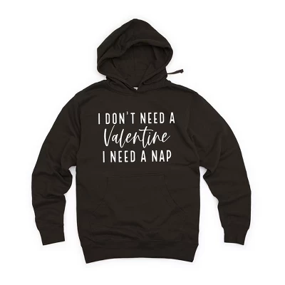 Женская толстовка с капюшоном с рисунком I Don't Need A Valentine black