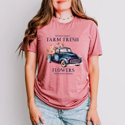 Футболка с коротким рукавом Farm Fresh Flowers Truck лилового цвета