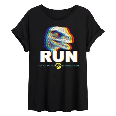 Женская футболка с объемным рисунком Run Glitch Velociraptor, цвет черный