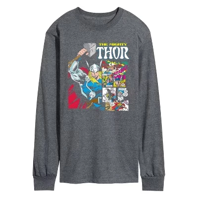 Men's -  - Panel Portrait Long Sleeve Graphic T-Shirt heather charcoal
