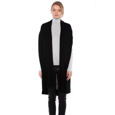 Женский кардиган-пыльник из 100% чистого кашемира J CASHMERE с открытой передней частью, черный