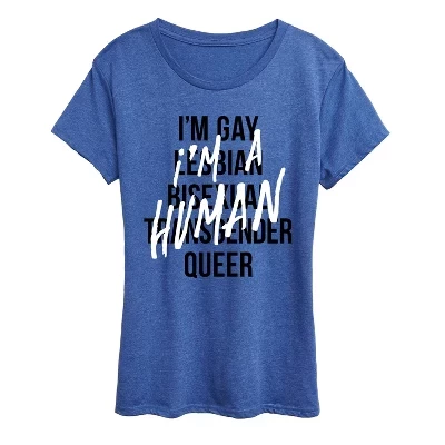 Женская футболка с коротким рукавом I'm Human LGBTQ с графическим рисунком