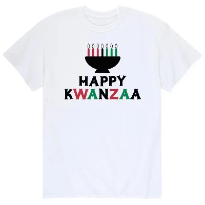 Мужская футболка Happy Kwanzaa с коротким рукавом и рисунком, белая