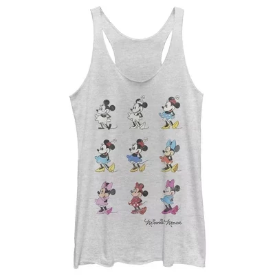 Женская спортивная майка Mickey & Friends Evolution of Minnie Mouse Racerback белого цвета
