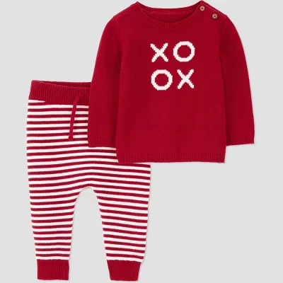  Комплект из свитшота XOXO и штанов для бега трусцой на День Святого Валентина ® Baby, 2 предмета - Красный