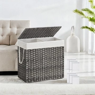 Двойная корзина для белья SONGMICS HOME 130 л, серая