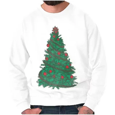 Унисекс свитшот Brisco Brands Christmas Tree, белый