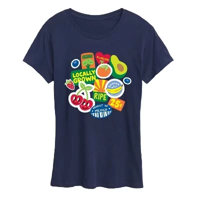 Женская футболка Instant Message Fruit Stamps, синяя