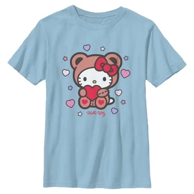 Футболка для мальчиков Hello Kitty с медведем, голубая
