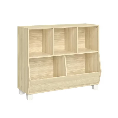 35-дюймовый органайзер для хранения игрушек RiverRidge Kids'Catch-All Playroom с 3 ячейками и 2 отделениями для хранения из натурального дерева