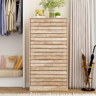 шкаф для обуви amapy Wood Grain Design, стеллаж для обуви в прихожей, 3-ярусные полки коричневого цвета