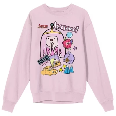 Толстовка для взрослых Princess Bubblegum Math Finn & Care Jake с круглым вырезом и длинным рукавом Cradle Pink розовый