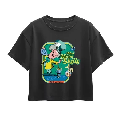 Mad Hatter Skills Short Sleeve Boxy Graphic T-Shirt black
