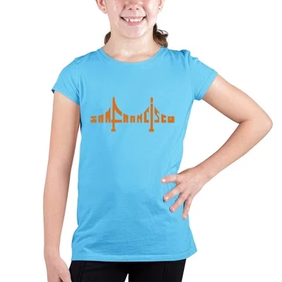 Футболка с надписью Girl's Word Art - Бирюзовый мост в Сан-Франциско