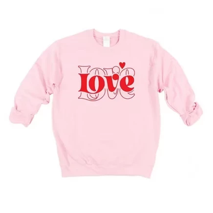 Женская толстовка с рисунком Love Heart в наборе светло-розового цвета