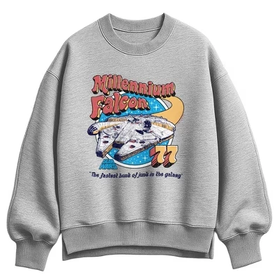 Женская толстовка Milennium Falcon Fastest Junk Oversize из флиса с капюшоном athletic heather