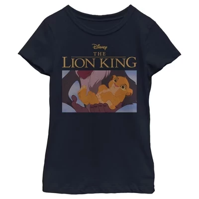 Girl's Lion King Simba and Rafiki Scene T-Shirt blue