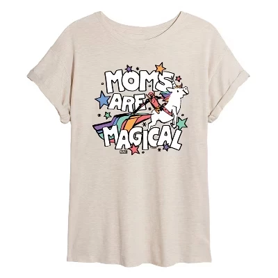 Women's -  - Moms Are Magical Oversized Graphic T-Shirt birch