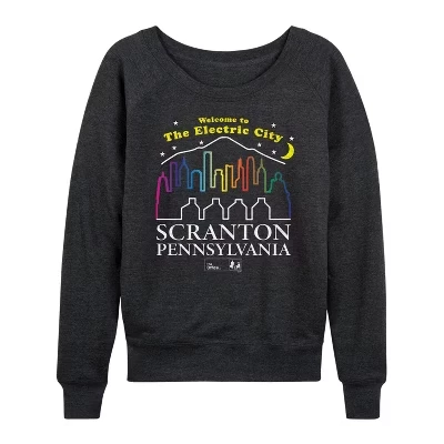 Женская рубашка Electric City Scranton из легкого французского махрового полотна с широким вырезом и длинным рукавом, выполненная в графическом стиле heather charcoal