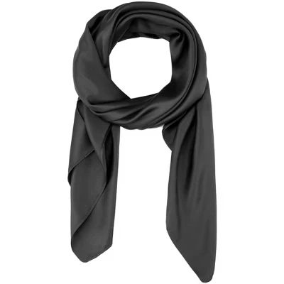 Women's Solid Square Large Elegant Satin Neckerchief Bandanas for Travel Office 1 Pc 43.3'' black