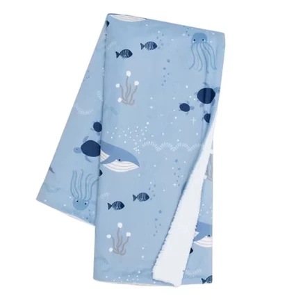 Детское одеяло из мягкого флиса Bubbles & Squirt Blue Ocean/Aquatic Whale