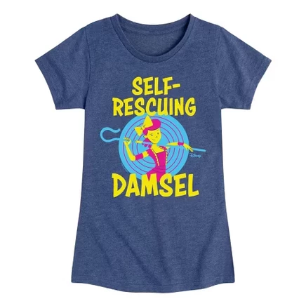 Self Rescuing Damsel Fitted Short Sleeve Graphic T-Shirt heather navy