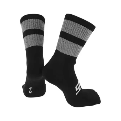 Cycling Athletic Socks Anti-friction Outdoor Matching Reflective 1 Pair black,grey