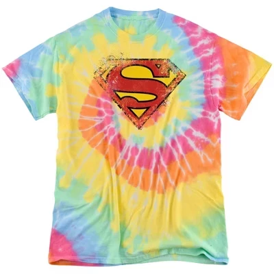 Мужская футболка Destroyed Supers с логотипом Tie Dye rainbow spiral