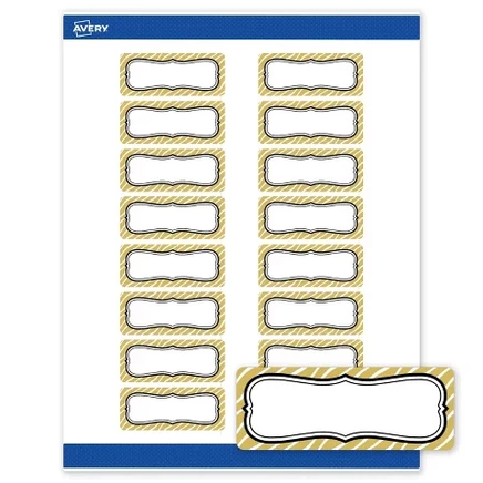 Этикетки Avery 2,5 × 6,7 см с золотой зеброй, белые
