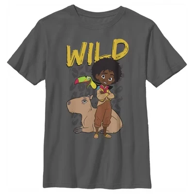 Футболка с принтом Antonio Wild Like The Animals для мальчика цвета древесного угля
