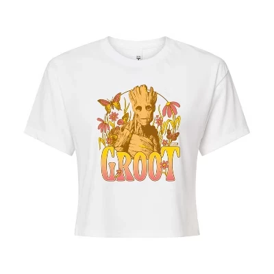 Женская укороченная футболка с цветочным рисунком Guardians of the Galaxy Groot, белая