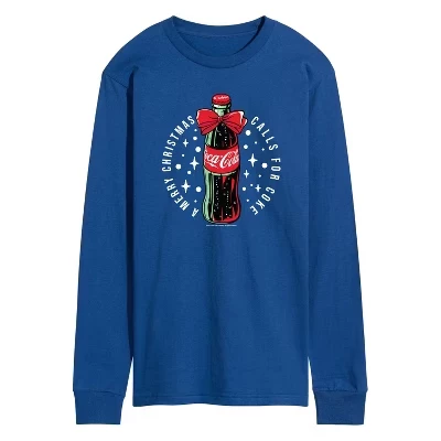 Мужская футболка с длинным рукавом и рисунком A Merry Christmas Calls for Coca-Cola