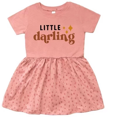Детское платье в стиле бохо Little Darling лилового цвета в горошек