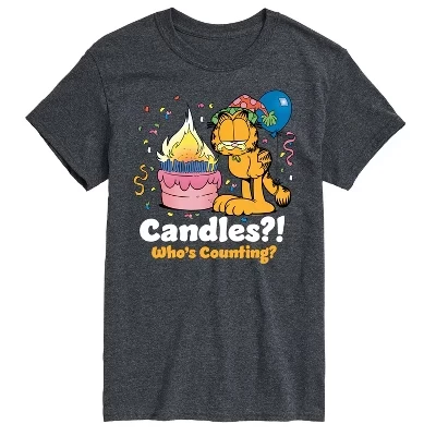 Мужская футболка Candles Who's Counting Birthday с коротким рукавом и графическим рисунком heather charcoal