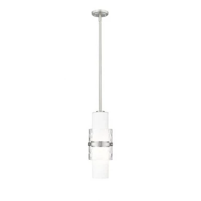 Подвесной светильник Cayden Modern One-Light из стали с регулируемой яркостью освещения и травленым опаловым стеклом серебристого цвета