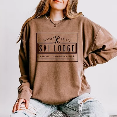 Женская легкая одежда, окрашенная в графический цвет толстовка Alpine Valley Ski Lodge espresso