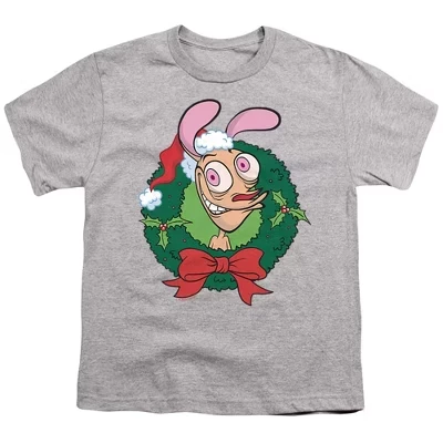 Рождественский венок Ren & Stimpy для мальчиков, футболка Ren со шляпой Санты, спортивный костюм heather