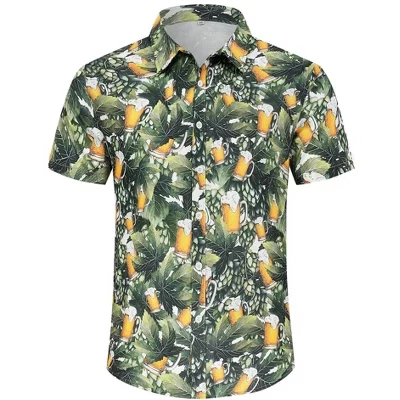 Мужские рубашки на Хэллоуин и Рождество в стиле Фанки Санты, рубашка на пуговицах с коротким рукавом и принтом